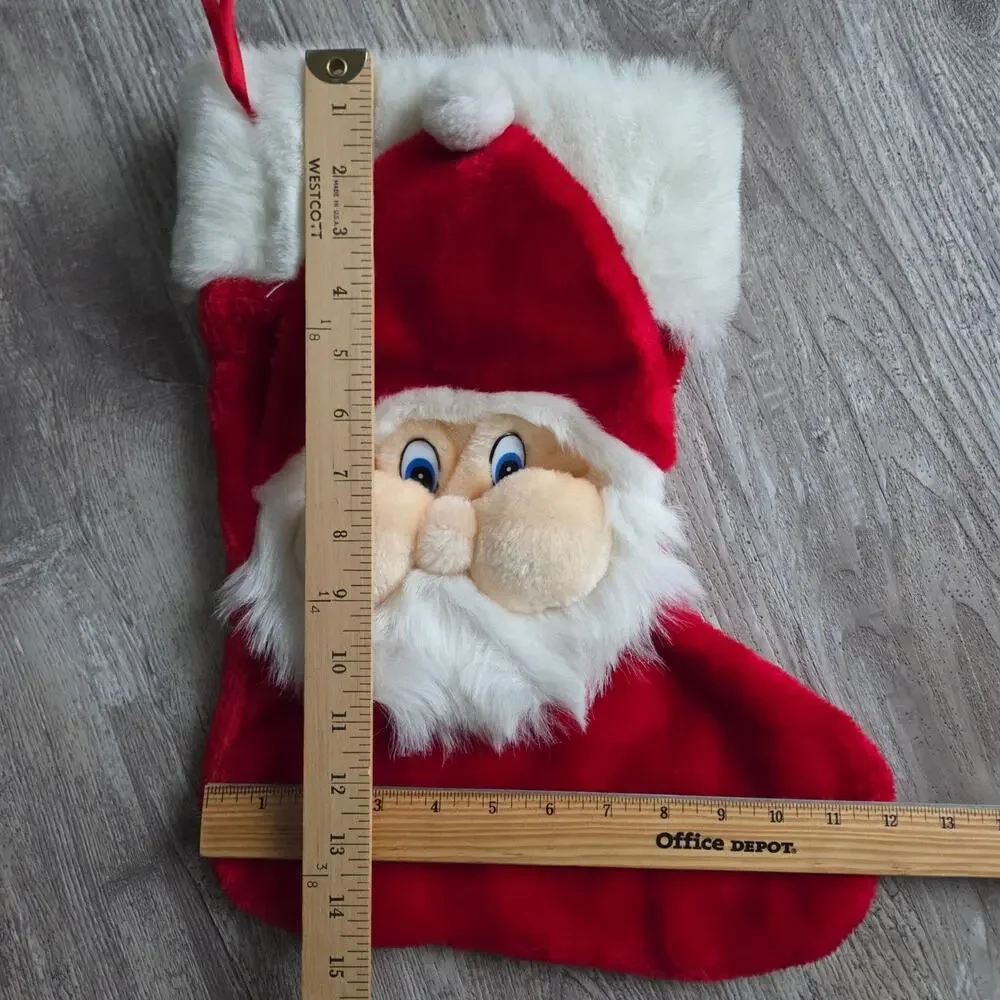 Santa Claus Plush Christmas 3D Stocking Cute‎ Festive Holiday Decor Red Soft